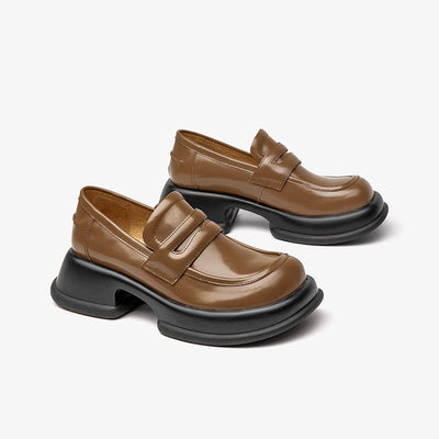 BeauToday Chunky Sole Solid Color Penny Loafers for Women BEAU TODAY
