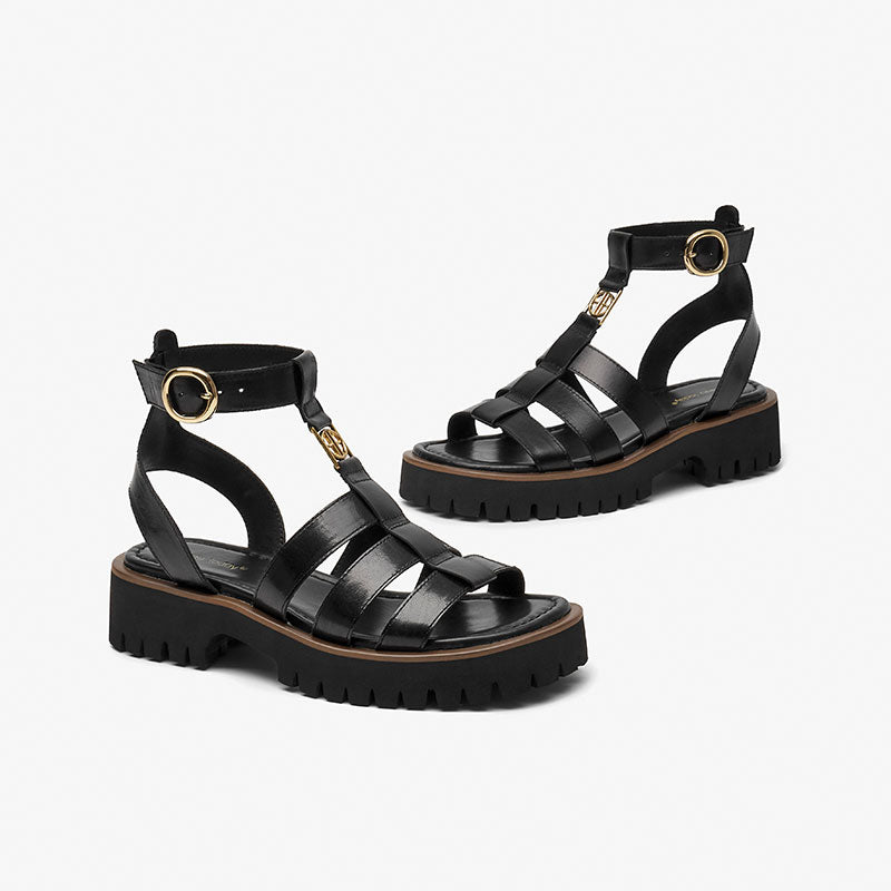 BeauToday Gladiator Sandals for Women with Unique Brand Buckle BEAU TODAY