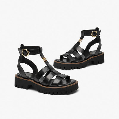 BeauToday Gladiator Sandals for Women with Unique Brand Buckle BEAU TODAY