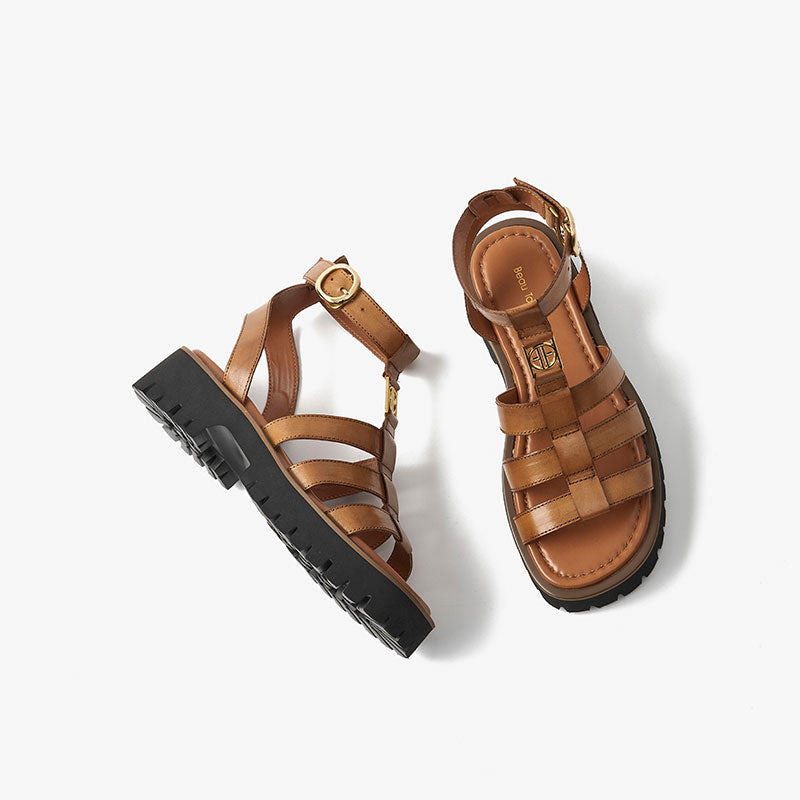 BeauToday Gladiator Sandals for Women with Unique Brand Buckle BEAU TODAY