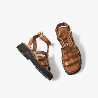 BeauToday Gladiator Sandals for Women with Unique Brand Buckle BEAU TODAY