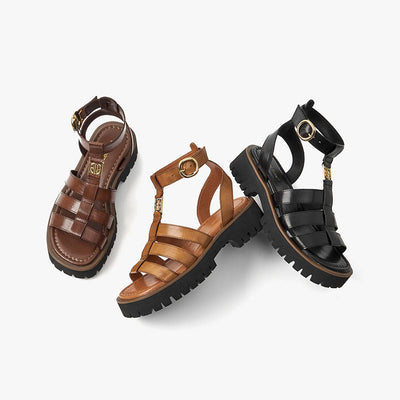 BeauToday Gladiator Sandals for Women with Unique Brand Buckle BEAU TODAY