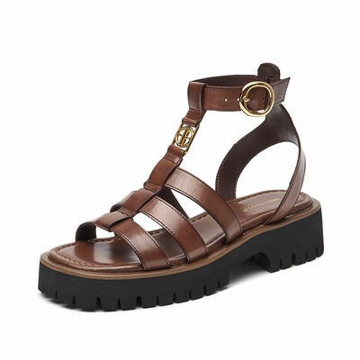 BeauToday Gladiator Sandals for Women with Unique Brand Buckle BEAU TODAY
