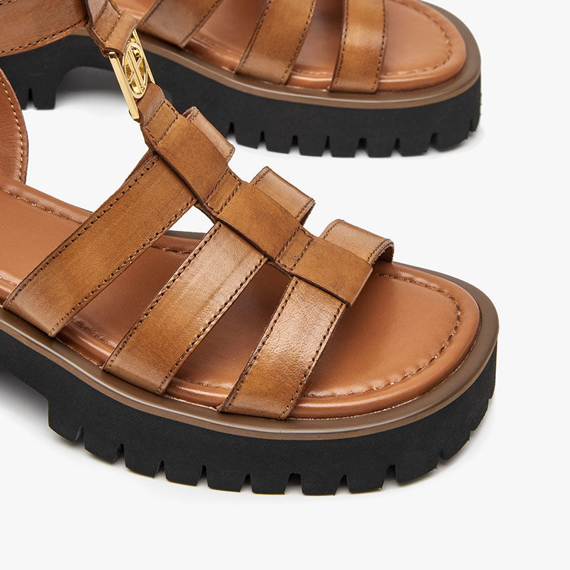 BeauToday Gladiator Sandals for Women with Unique Brand Buckle BEAU TODAY