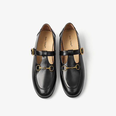 BeauToday Metal Decoration T-strap Mary Janes for Women BEAU TODAY