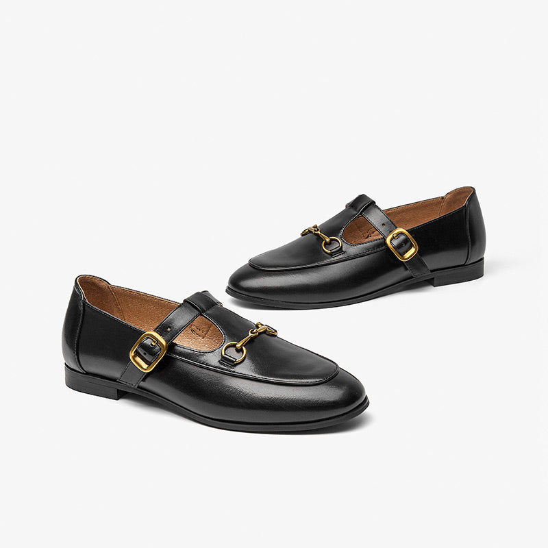BeauToday Metal Decoration T-strap Mary Janes for Women BEAU TODAY