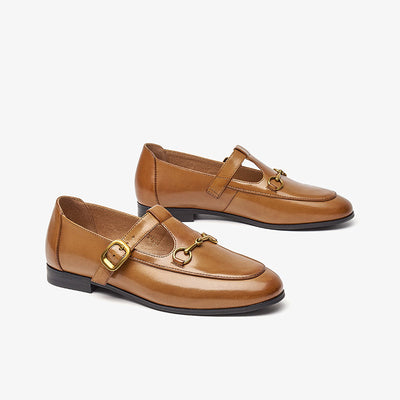 BeauToday Metal Decoration T-strap Mary Janes for Women BEAU TODAY