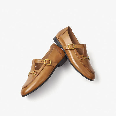 BeauToday Metal Decoration T-strap Mary Janes for Women BEAU TODAY