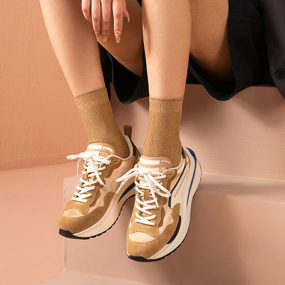BeauToday Mixed Colors Waffle Chunky Sneakers for Women BEAU TODAY