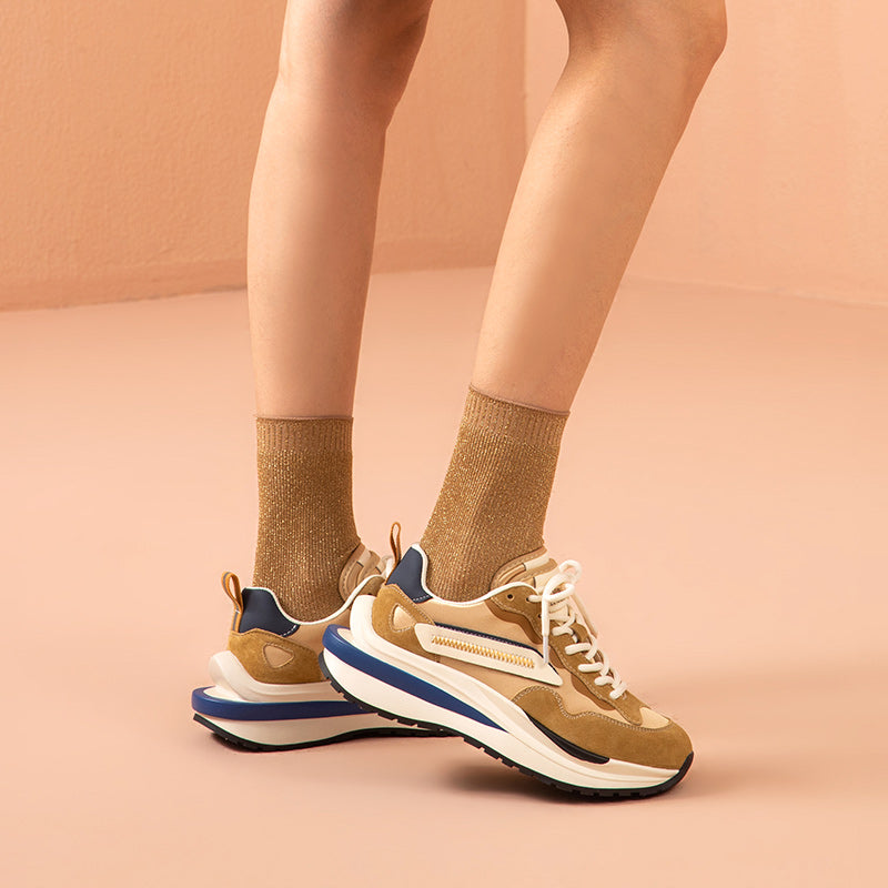 BeauToday Mixed Colors Waffle Chunky Sneakers for Women BEAU TODAY