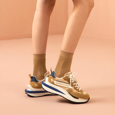 BeauToday Mixed Colors Waffle Chunky Sneakers for Women BEAU TODAY