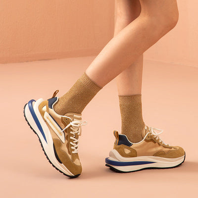 BeauToday Mixed Colors Waffle Chunky Sneakers for Women BEAU TODAY