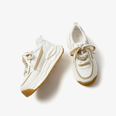 BeauToday Outdoor Patchwork Lace-Up Platform Sneakers for Women BEAU TODAY