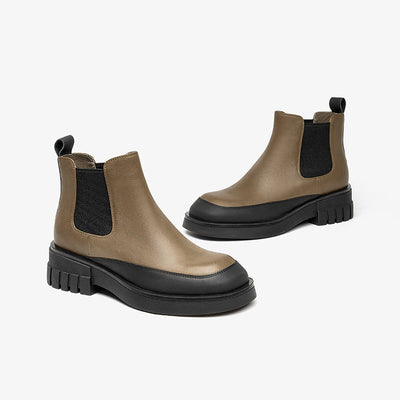 BeauToday Platform Mixed Color Ankle Boots for Women BEAU TODAY