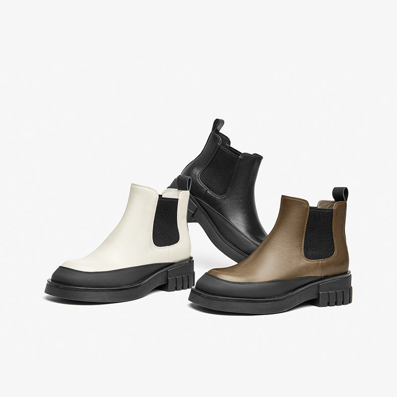 BeauToday Platform Mixed Color Ankle Boots for Women BEAU TODAY