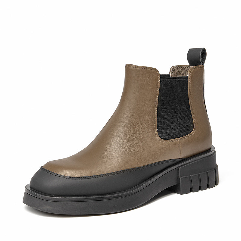 BeauToday Platform Mixed Color Ankle Boots for Women BEAU TODAY