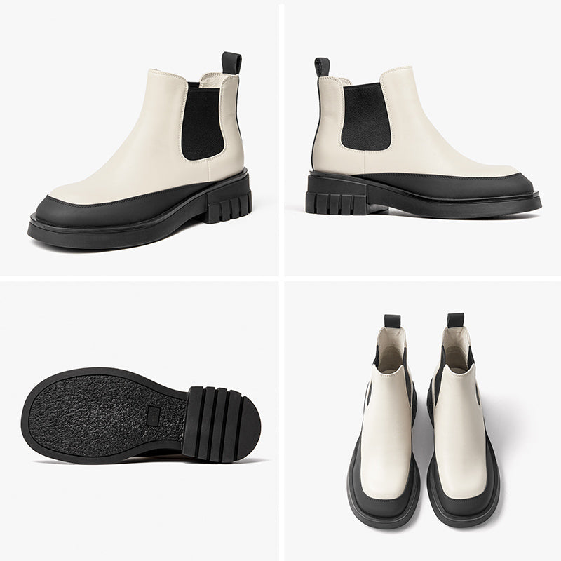 BeauToday Platform Mixed Color Ankle Boots for Women BEAU TODAY