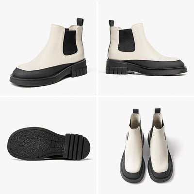BeauToday Platform Mixed Color Ankle Boots for Women BEAU TODAY