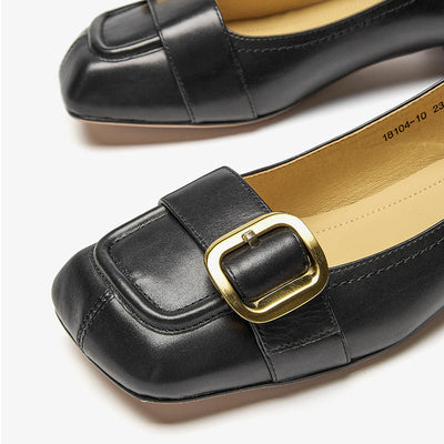 BeauToday Shallow Flats for Women with Metal Buckle Decor BEAU TODAY