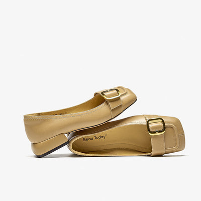 BeauToday Shallow Flats for Women with Metal Buckle Decor BEAU TODAY