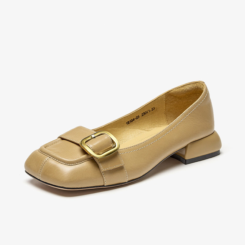 BeauToday Shallow Flats for Women with Metal Buckle Decor BEAU TODAY