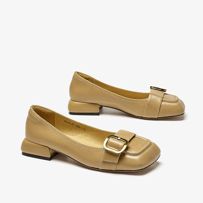 BeauToday Shallow Flats for Women with Metal Buckle Decor BEAU TODAY