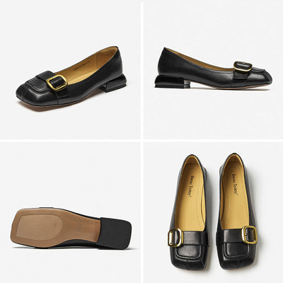 BeauToday Shallow Flats for Women with Metal Buckle Decor BEAU TODAY