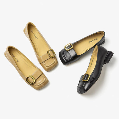 BeauToday Shallow Flats for Women with Metal Buckle Decor BEAU TODAY