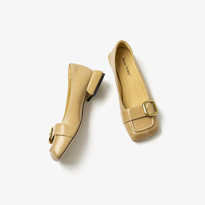 BeauToday Shallow Flats for Women with Metal Buckle Decor BEAU TODAY