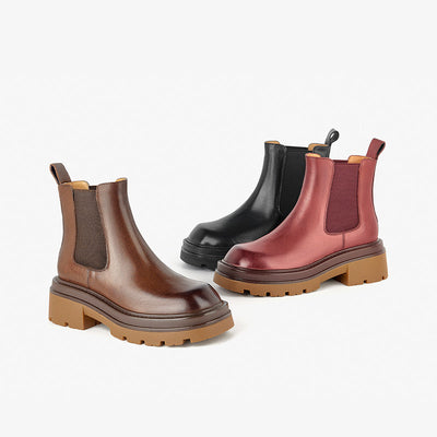 BeauToday Solid Color Chunky Chelsea Boots for Women BEAU TODAY