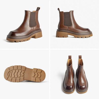 BeauToday Solid Color Chunky Chelsea Boots for Women BEAU TODAY