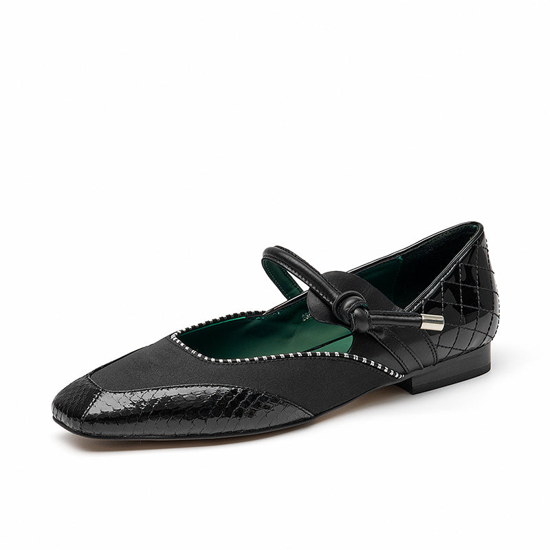 BeauToday Square Toe Mary Janes Ballet Falts with Mixed Color for Women BEAU TODAY