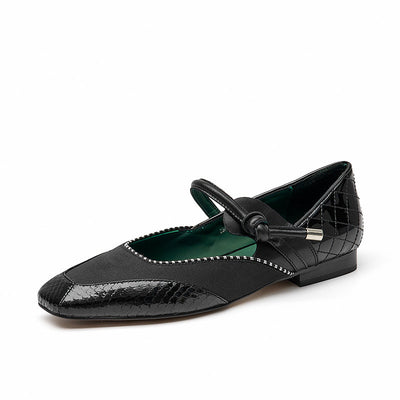 BeauToday Square Toe Mary Janes Ballet Falts with Mixed Color for Women BEAU TODAY