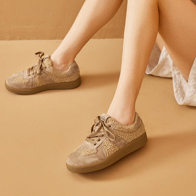 BeauToday Vintage Genuine Leather Lace Up Sneaker for Women BEAU TODAY