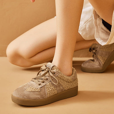 BeauToday Vintage Genuine Leather Lace Up Sneaker for Women BEAU TODAY