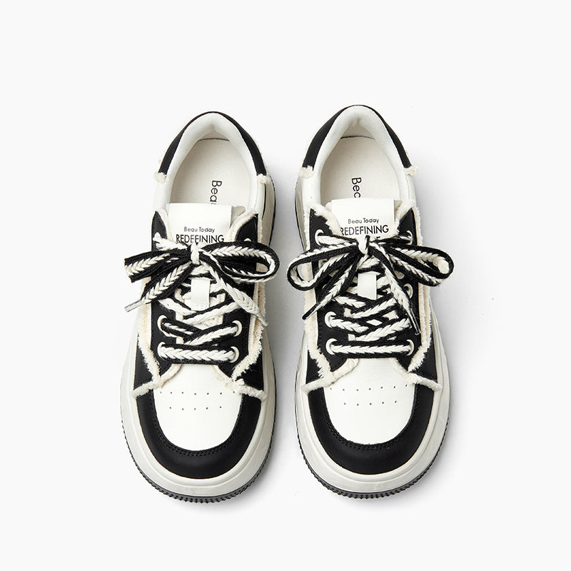 BeauToday Women's Mixed Color Lace Up Platform Sneakers with Breathable Air Sole BEAU TODAY