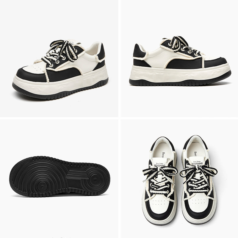 BeauToday Women's Mixed Color Lace Up Platform Sneakers with Breathable Air Sole BEAU TODAY