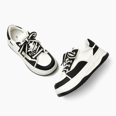 BeauToday Women's Mixed Color Lace Up Platform Sneakers with Breathable Air Sole BEAU TODAY