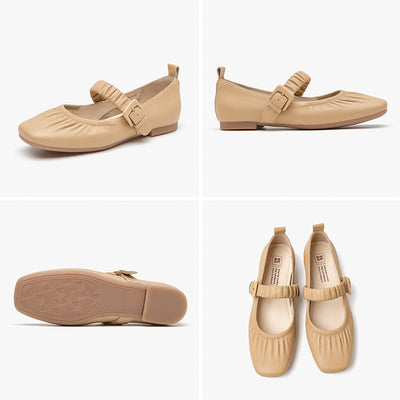 BeauToday Womens Vintage Mary Janes Soft Ballet Flats with Elastic Stap BEAU TODAY